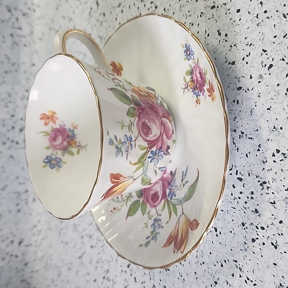 Vintage DELPHINE, Bone China Tea Cup & Saucer